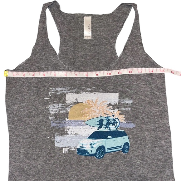 FIAT 500L Surfboard Bike Palm Tree Beach Scene Racerback Tank Top - Size Large - Picture 6 of 7